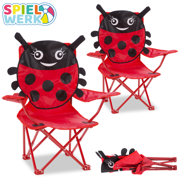 Bild 2 von Deuba® Kinder Klappstuhl Beetle 2er Set 61 x 56 x 34cm rot / schwarz