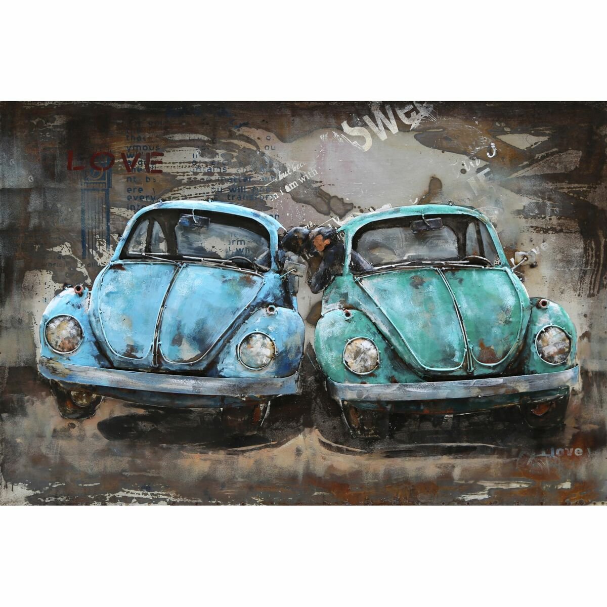 Bild 2 von INTERIA Home&Living 3D Metallbild blaue Autos mit Pärchen