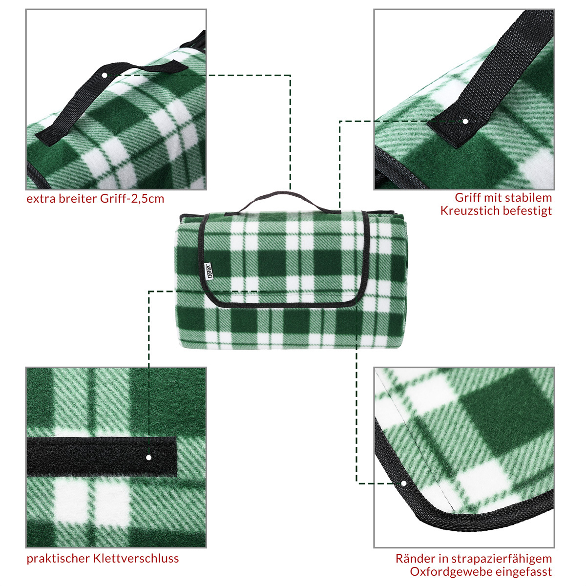 Bild 2 von Detex® Picknickdecke Karo/Grün 2x2m