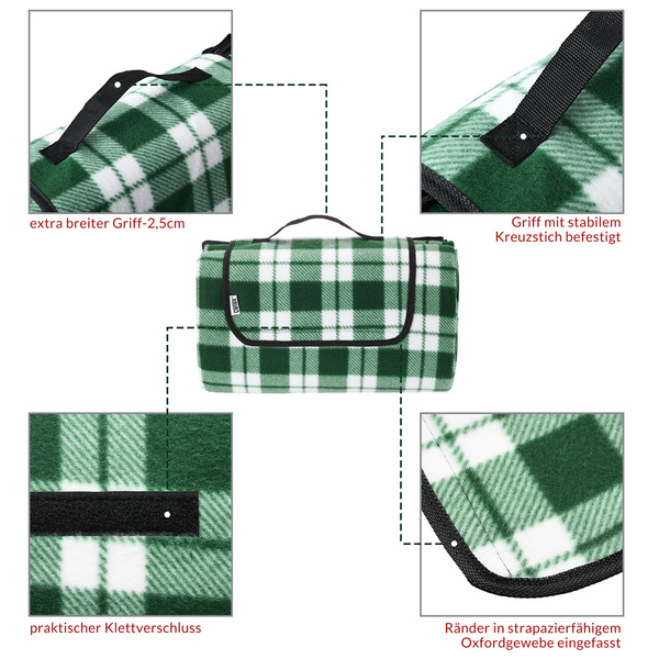 Bild 2 von Detex® Picknickdecke Karo/Grün 2x2m