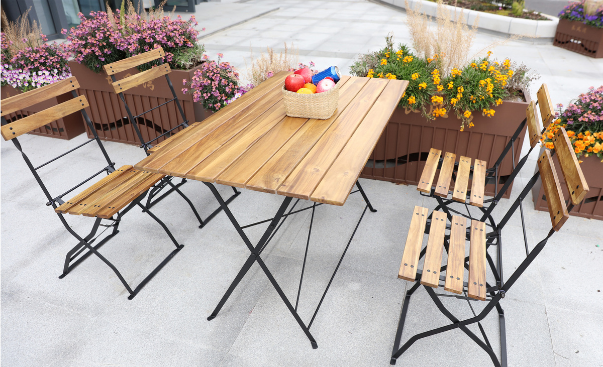 Bild 1 von CHILLROI®  5 teiliges Outdoor-Klappstuhl-Set aus Akazienholz