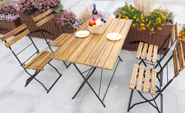 Bild 3 von CHILLROI®  5 teiliges Outdoor-Klappstuhl-Set aus Akazienholz