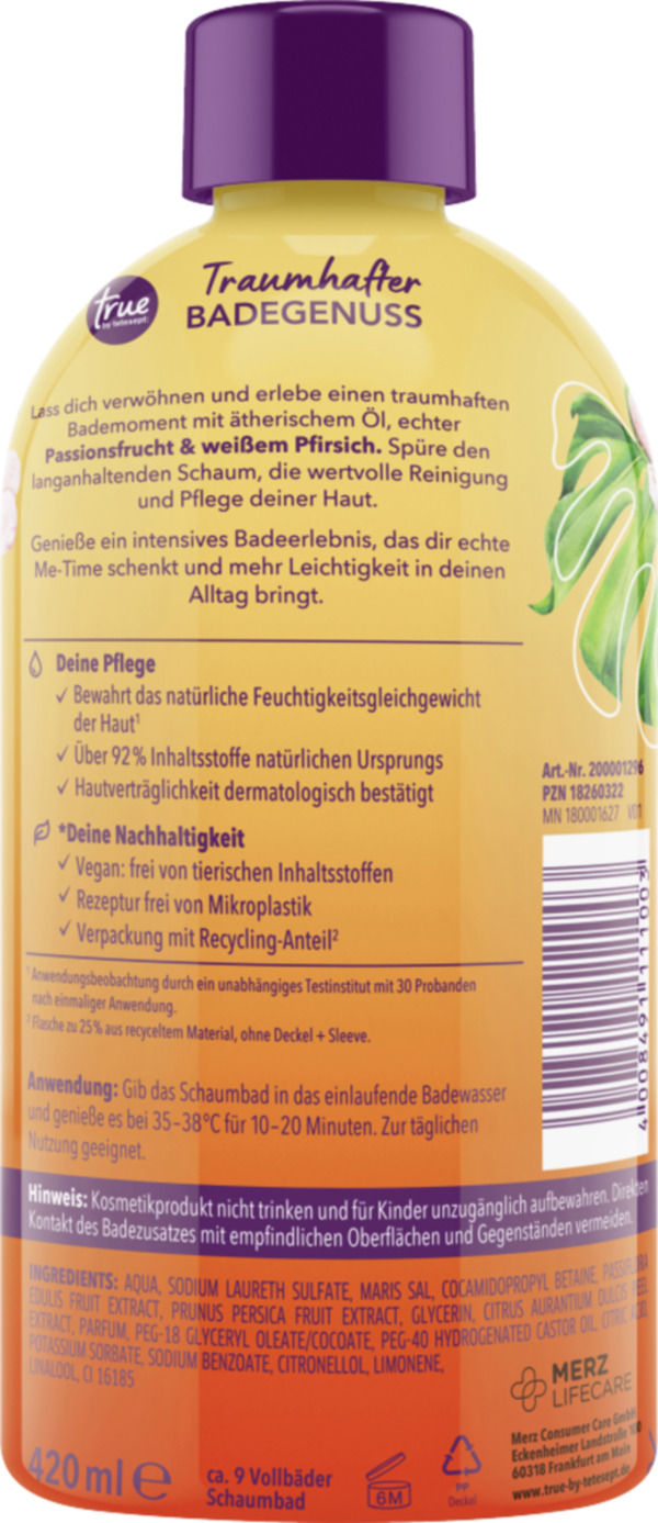 Bild 2 von true by tetesept Pflegendes Schaumbad Traumhafter Badegenuss, 420 ml