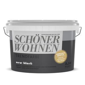 Schöner Wohnen Farbe Wand- und Deckenfarbe Trendfarbe 'New Black' matt 2,5 l