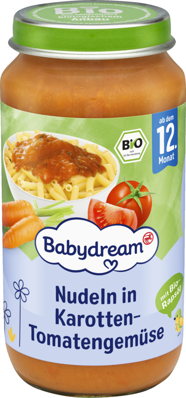 Bild 1 von Babydream Bio Nudeln in Karotten-Tomatengemüse, 250 g