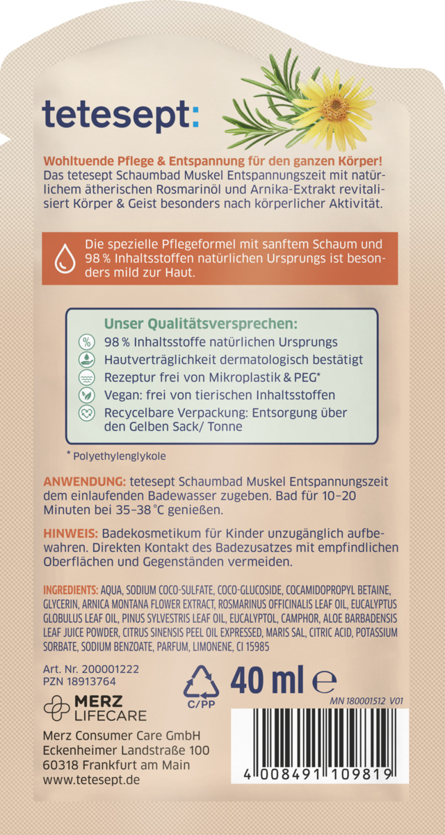 Bild 2 von tetesept Schaumbad Muskelentspannungszeit, 40 ml