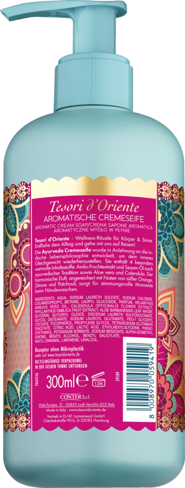 Bild 2 von Tesori d'Oriente Ayurveda Cremeseife mit Amla-Frucht & Patchouli, 300 ml