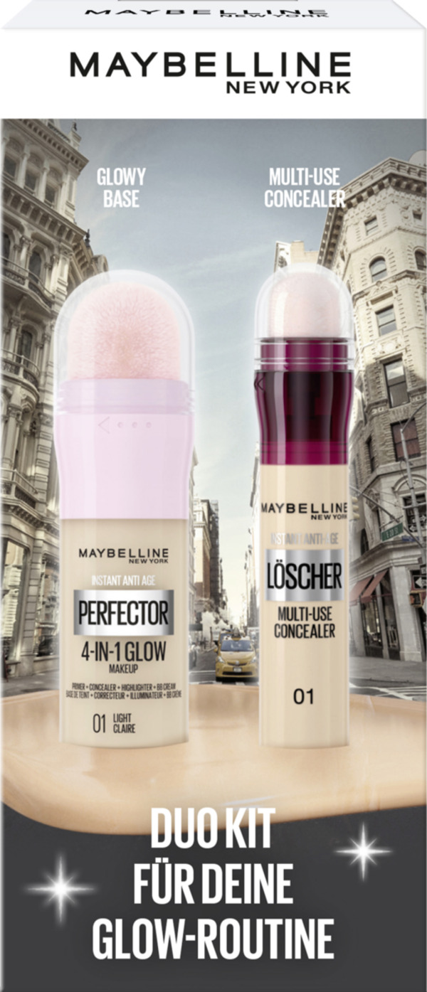 Bild 1 von Maybelline New York Instant Anti-Age Perfector 4-in-1 Glow Make-Up 01 Light + Löscher Multi-Use Concealer 01 Light