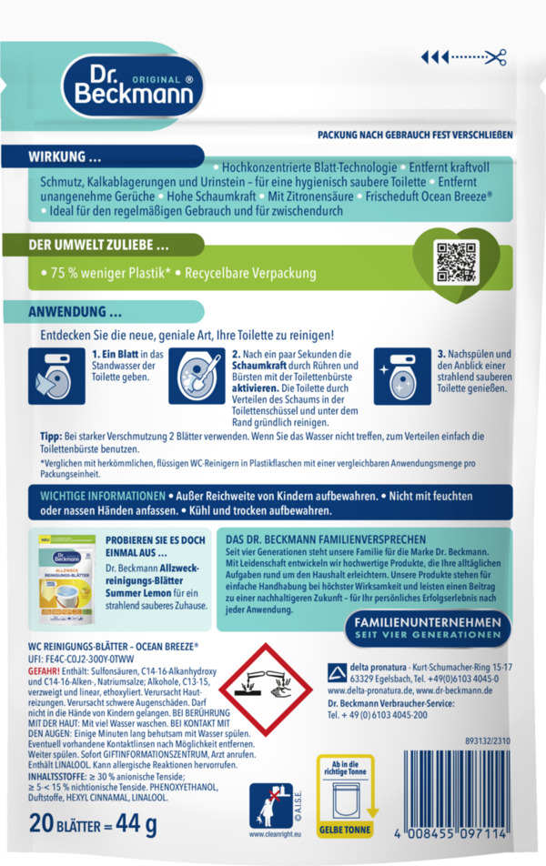 Bild 2 von Dr. Beckmann WC Reinigungs-Blätter Ocean Breeze