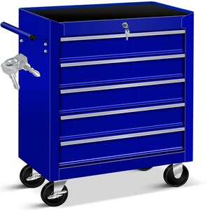 Masko® Werkstattwagen Rollwagen Werkzeugwagen Werkzeugkiste Fächer Toolbox Werkzeug box... 5 Fächer Blau