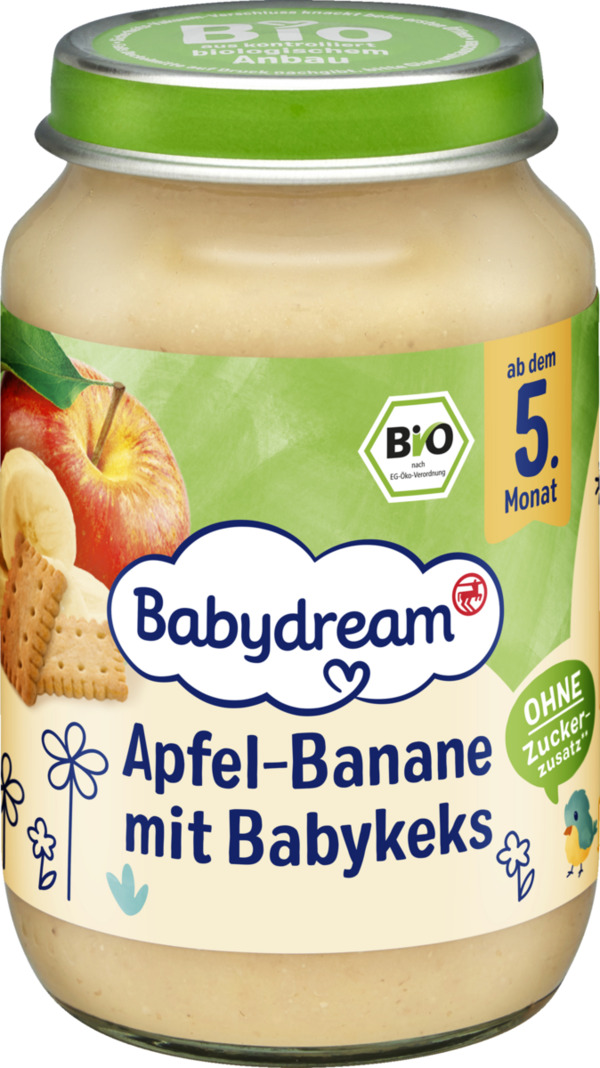 Bild 1 von Babydream Bio Apfel-Banane mit Babykeks, 190 g