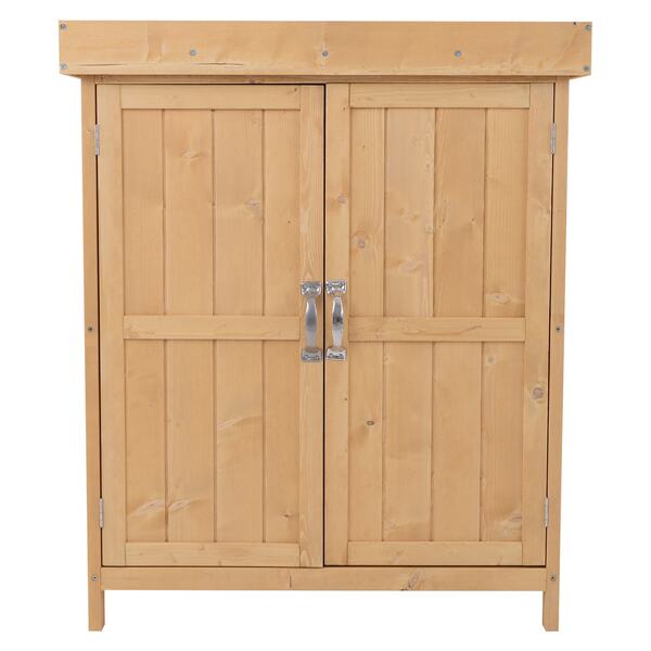 Bild 1 von Outsunny Geräteschrank mit 2 Fächer natur 74 x 43 x 88 cm (LxBxH)   Geräteschuppen Gartenschrank Universalschrank