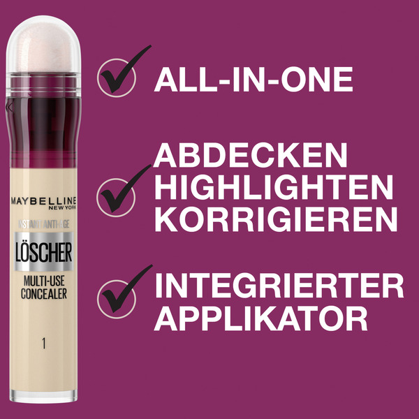 Bild 3 von Maybelline New York Instant Anti-Age Perfector 4-in-1 Glow Make-Up 01 Light + Löscher Multi-Use Concealer 01 Light