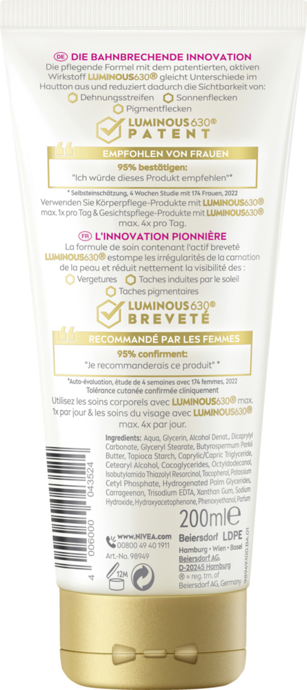 Bild 2 von NIVEA Body Creme Luminous630° Anti-Dehnungsstreifen, 200 ml