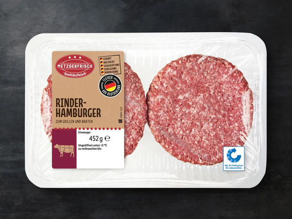 Bild 1 von Metzgerfrisch Rinder-Hamburger, 
         452 g