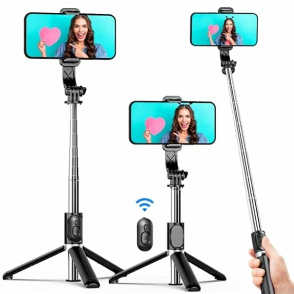 Bild 1 von Selfie Stick Stativ 360°Rotation 3 in 1 Selfiestick mit Fernbedienung Handy Selfie-Stange