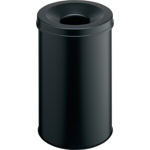 Papierkorb mit Flammlöschkopf, 30 Liter, schwarz