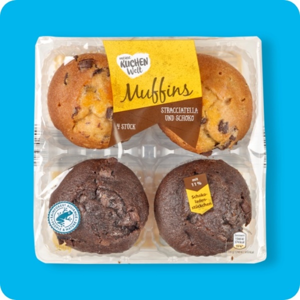 Bild 1 von MEINE KUCHENWELT Muffins, 2 x Schoko und 2 x Stracciatella oder 4 x Stracciatella