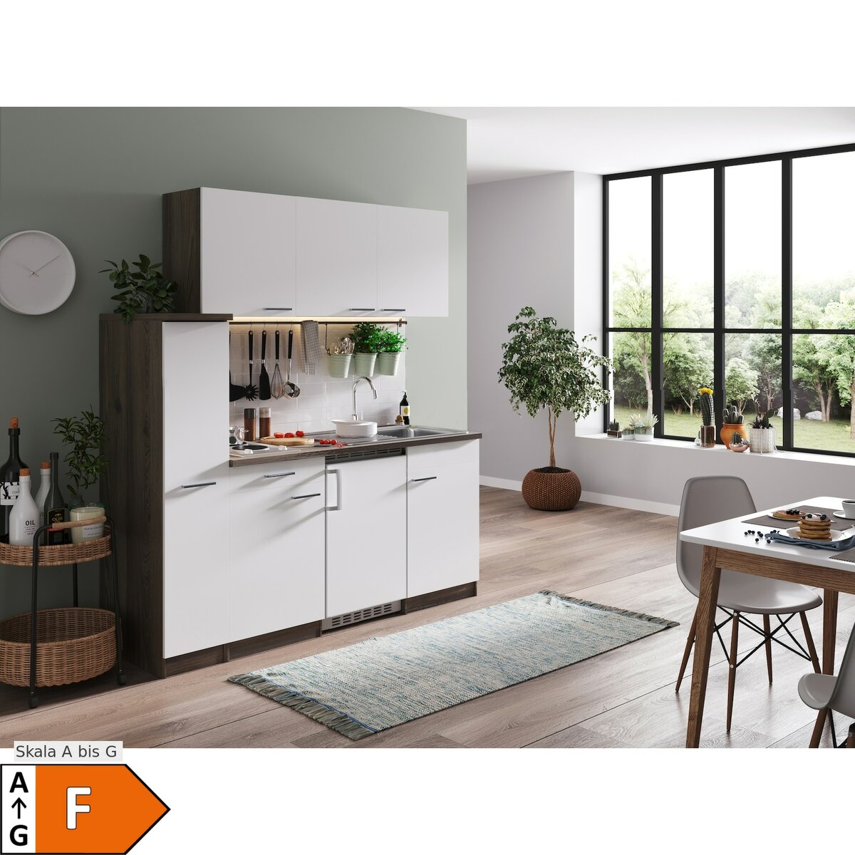 Bild 1 von Respekta Küchenzeile KB180EYW 180 cm Weiß-Eiche York Nachbildung