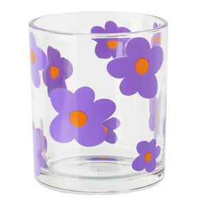 Teelichtglas mit Blumen-Print LILA