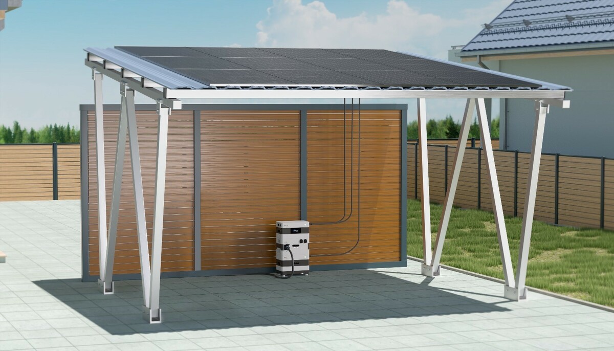 Bild 1 von Sunlit Twin Solar Carport 12 Solarmodule, 4,3 kWh Speicher