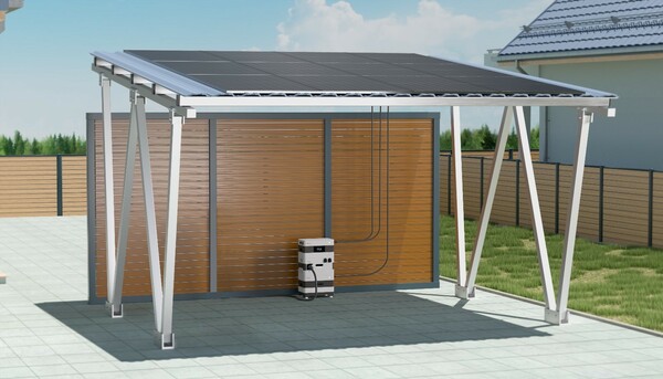 Bild 1 von Sunlit Twin Solar Carport 12 Solarmodule, 4,3 kWh Speicher