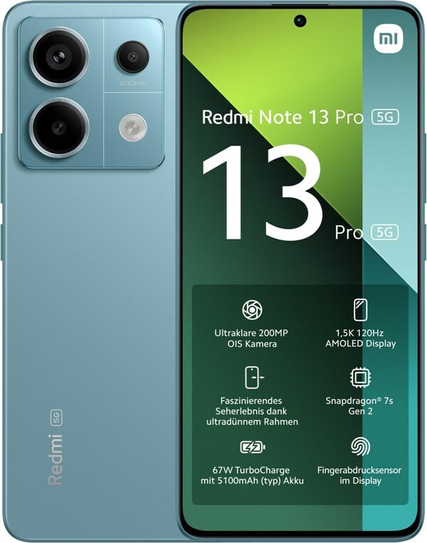 Bild 1 von Redmi Note 13 Pro 5G (8GB+256GB) Smartphone ocean teal