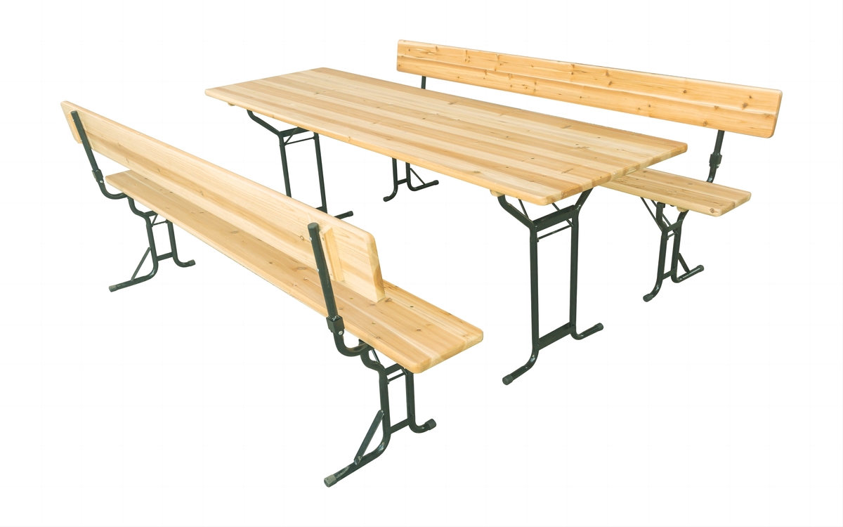 Bild 1 von Bierzeltgarnitur mit Rückenlehne 220 x 75 cm natur 3-teilig