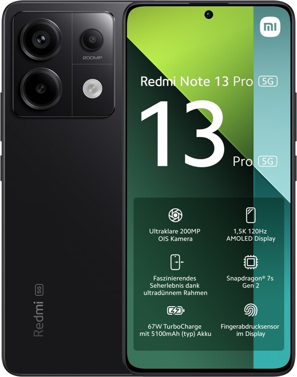 Bild 1 von Redmi Note 13 Pro 5G (8GB+256GB) Smartphone midnight black