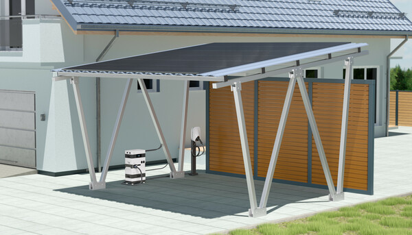 Bild 1 von Sunlit Twin Solar Carport 12 Solarmodule, 4,3 kWh Speicher, Wallbox