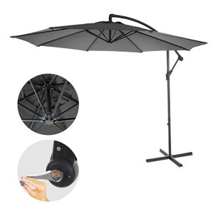 Ampelschirm Terni, Sonnenschirm Sonnenschutz, Ø 3m neigbar, Polyester/Stahl 11kg ~ grau ohne Ständer