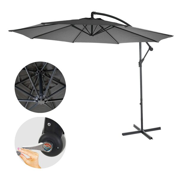 Bild 1 von Ampelschirm Terni, Sonnenschirm Sonnenschutz, Ø 3m neigbar, Polyester/Stahl 11kg ~ grau ohne Ständer