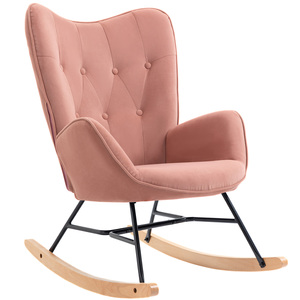HOMCOM Schaukelstuhl mit Stahlrahmen gepolstert Relax Stuhl Sessel Stuhl Wohnzimmersessel Lounge mit gepolsterter Sitzfläche samtartiges Polyester 