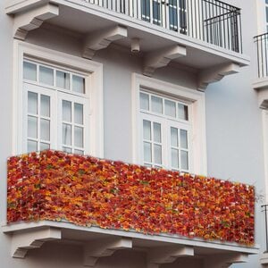 Balkonsichtschutz, Sichtschutz Windschutz Verkleidung für Balkon Terrasse Zaun ~ 300x100cm Ahorn rot-gelb