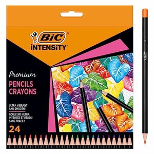 BIC Intensity Premium Buntstifte für Erwachsene und Kinder, Aquarellstifte zum Malen in 24 Farben, hochpigmentiert & mit bruchsicherer Mine