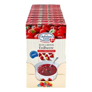 Christians Grod Rote Grütze Erdbeere 500 g, 12er Pack