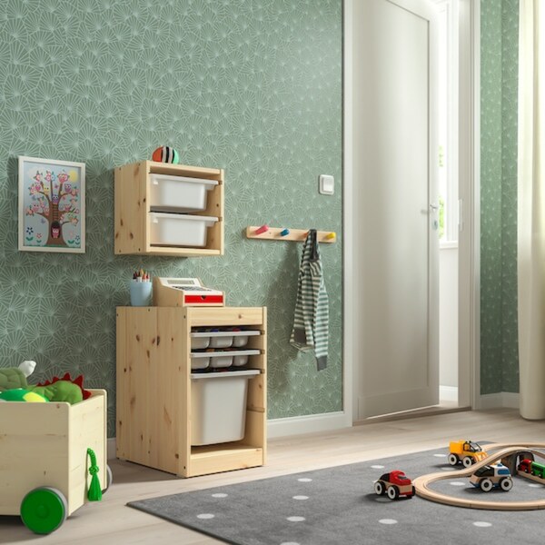 Bild 3 von TROFAST  Wandaufbewahrung, Kiefer weiß gebeizt, hell/weiß 32x21x30 cm