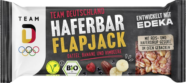 Bild 1 von EDEKA Bio Haferbar Flapjack Team Deutschland Dattel, Banane und Himbeere 60G