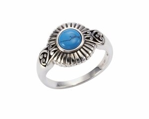 Zeeme Fingerring 925/- Sterling Silber oxidiert Türkis