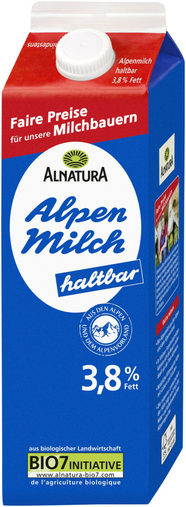 Bild 1 von Bio Alnatura Haltbare Alpenmilch 3,8% 1L