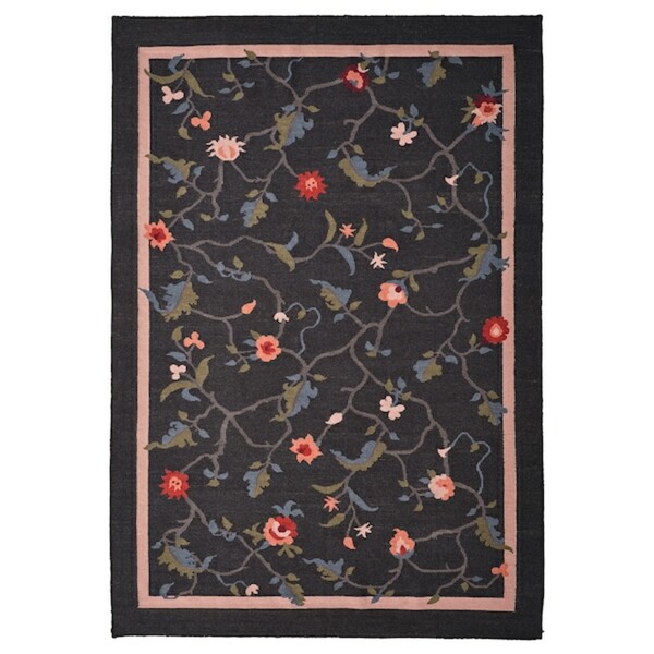 Bild 1 von KLOCKBUSKE  Teppich flach gewebt, dunkelgrau/Blume,
