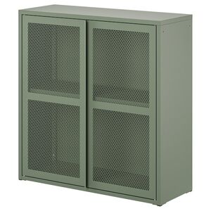 IVAR  Schrank mit Türen, graugrün Netz 80x83 cm
