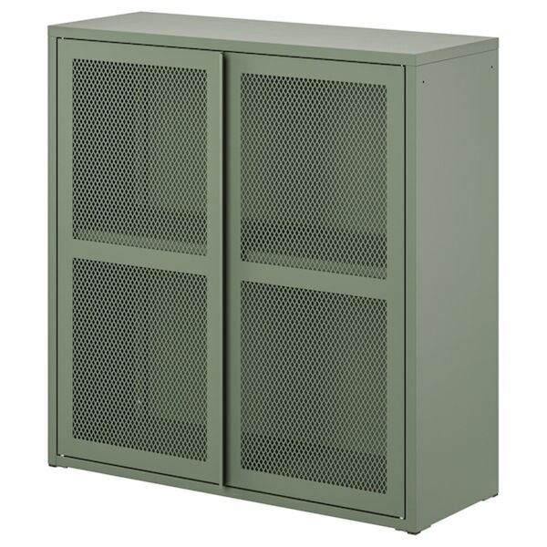 Bild 1 von IVAR  Schrank mit Türen, graugrün Netz 80x83 cm