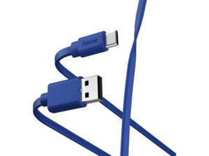 HAMA Flat, USB Kabel, 1 m, Blau, Blau