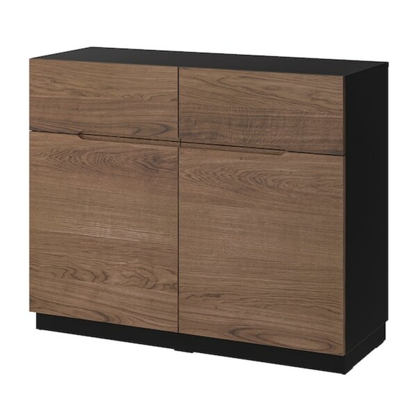 Bild 1 von KLACKENÄS Sideboard, schwarz/Eichenfurnier braun las.