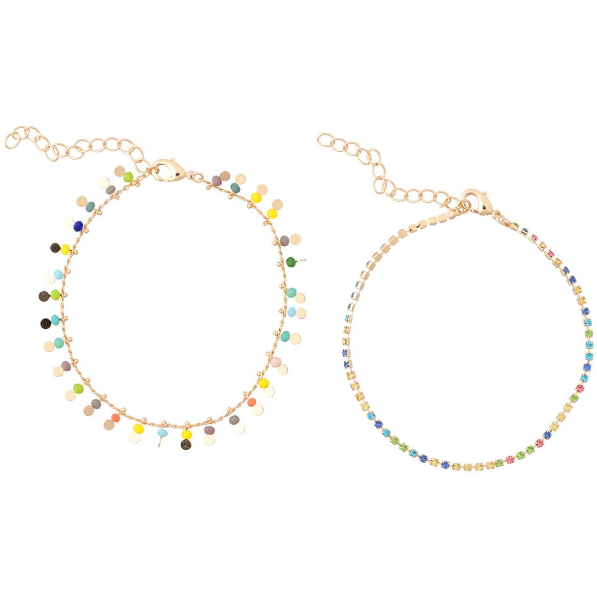 Bild 1 von Damen Fußkette mit bunten Ziersteinen GOLD / BUNT