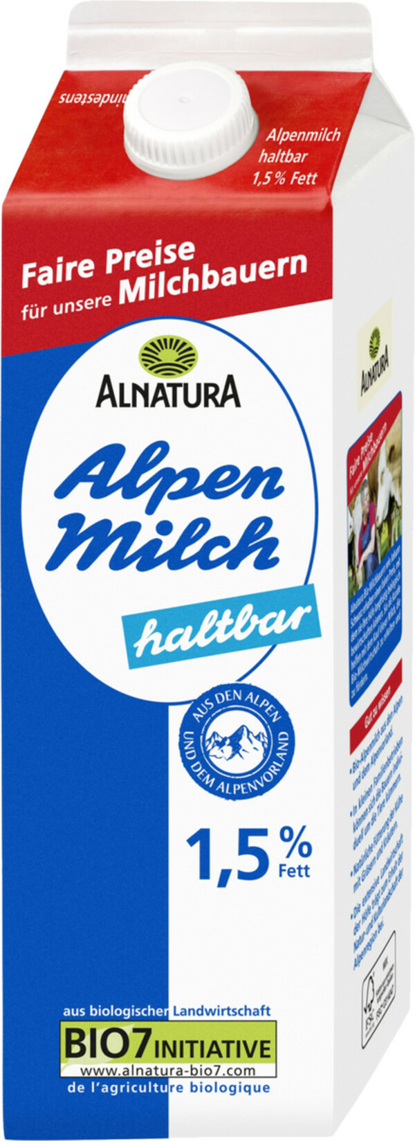 Bild 1 von Alnatura Bio Haltbare Alpenmilch 1,5% 1L