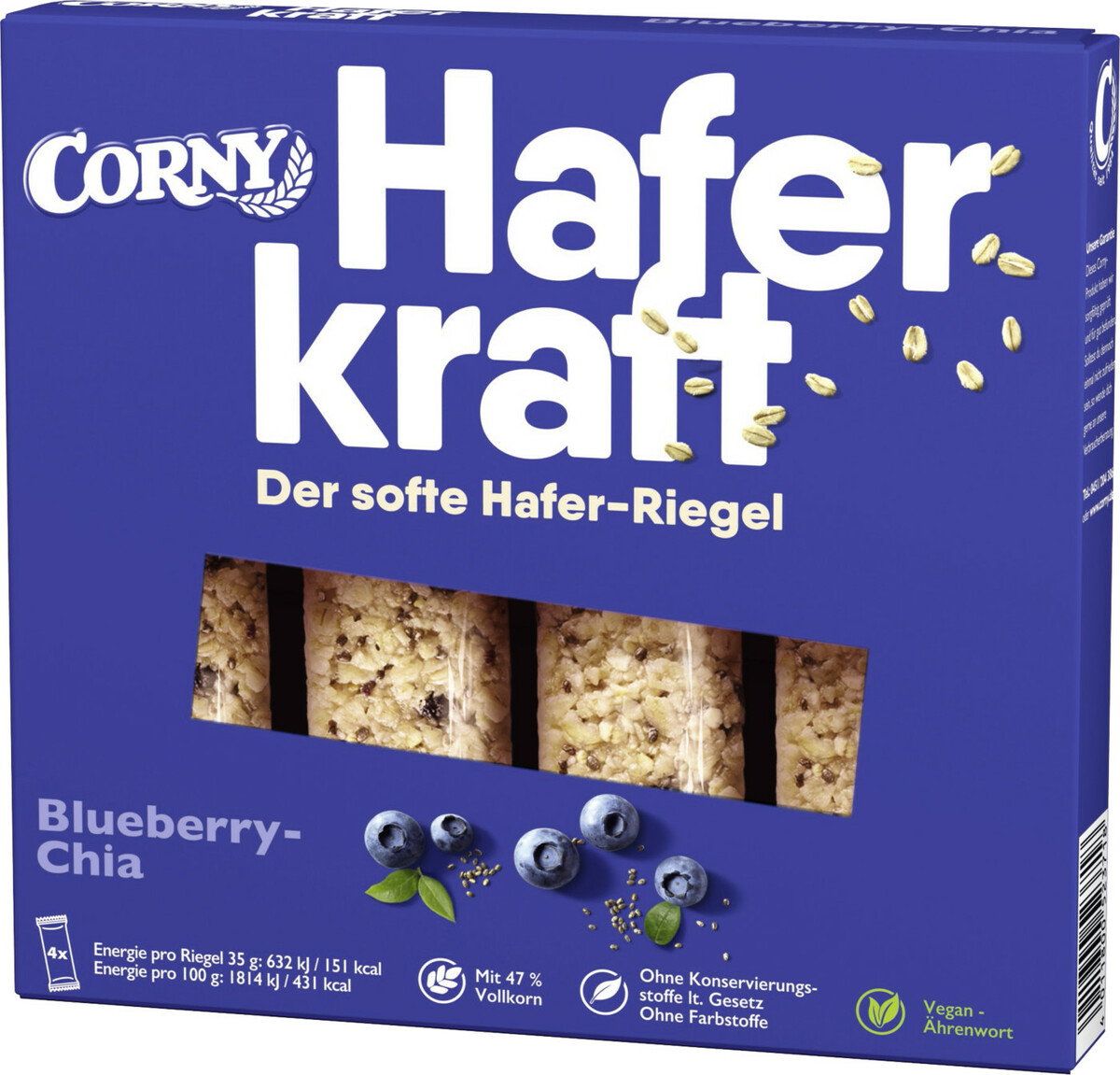 Bild 1 von Corny Haferkraft Blueberry-Chia 4ST 140G