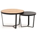 Bild 1 von CASAVANTI Couchtisch 2er Set Akazie Massivholz / Steinoptik schwarz/braun