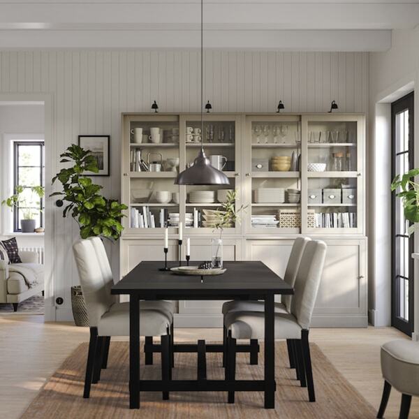 Bild 2 von HAVSTA  Aufbewahrung mit Glasschiebetüren, graubeige 242x47x212 cm